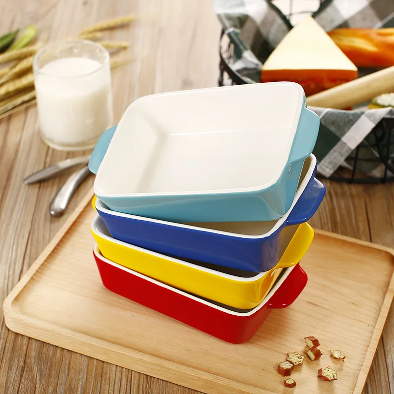 

Ceramic Tableware Bakery Rectangular Cheese Baked Rice Cooking Dish Baking Bowl Microwave Oven Only