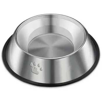 

1pcs Footprint Printing Stainless Steel Dog Bowl Dog Food Utensils Dog Bowl Non-slip Pet Bowl Dog Food Bowl