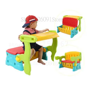 

Children Learn Table Secretary Storage Chair Folding Chair Kindergarten Baby Small Sofa Store Content Triad
