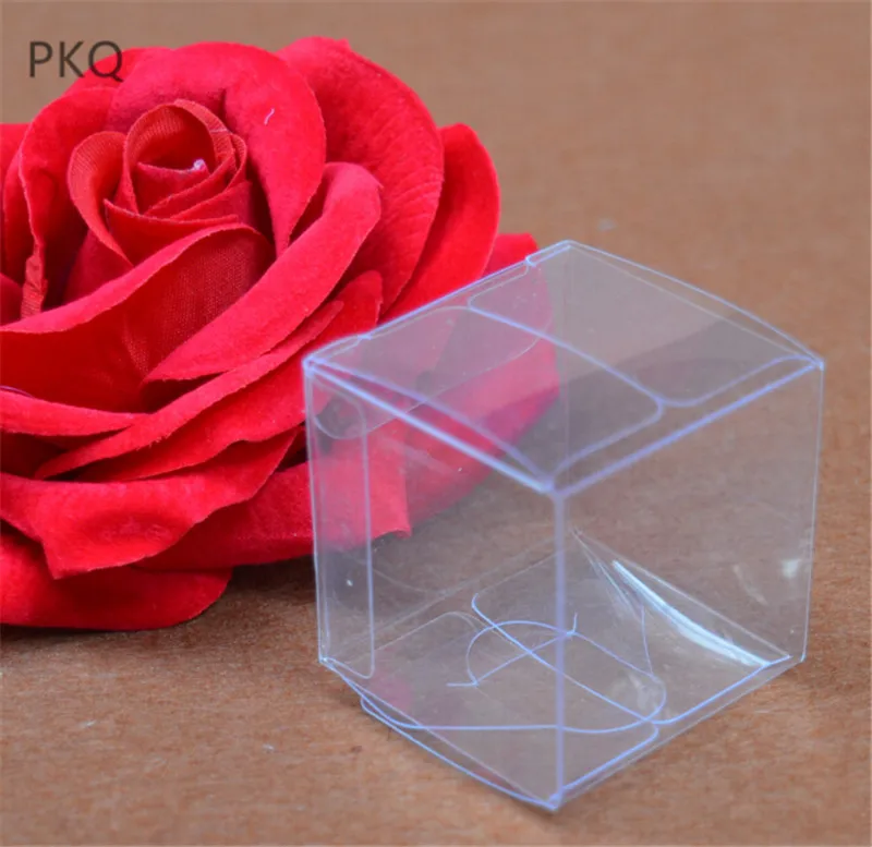 

20pcs 3x3x3cm/4x4x4cm Clear PVC Boxes Transparent Plastic Gift Box Mini Jewelry/Present Packing Boxes Christmas Party Supplies
