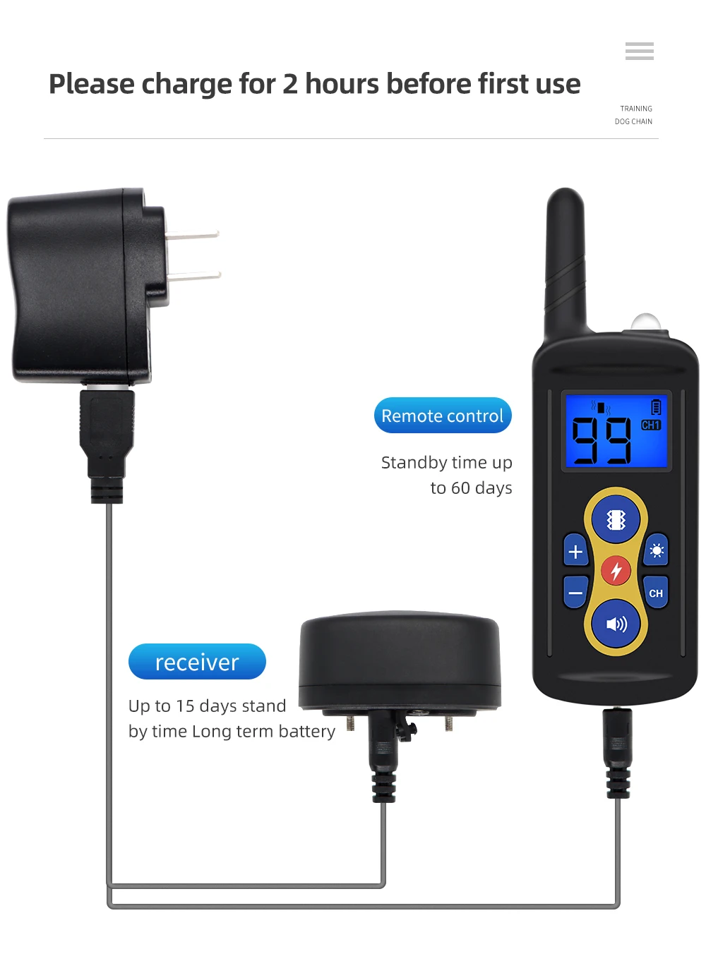 800m Dog Training Collar T-600 Waterproof Electric Pet Remote Control Rechargeable Bark Stop Receiver for All Sizes of Dogs dog training collar