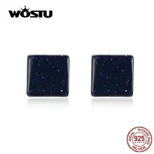 WOSTU, квадратные серьги-гвоздики, 925 пробы, серебряные, синие, песочный камень, серьги для женщин, серебряные 925, ювелирные изделия, корейский стиль CQE652