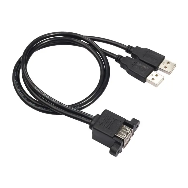 50 см двойной USB 2,0 Удлинительный кабель Профессиональный 1 гнездо панель крепление к 2 USB A Мужской Удлинительный кабель