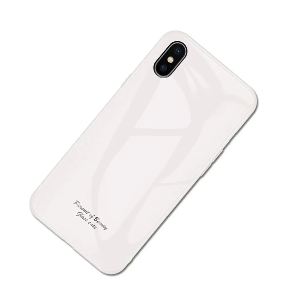 KISSCASE гладкая Макарон Стекло чехол для iPhone 11 Pro Max/11 Pro XR/XS Max/X 6 S/7/8 Plus Мягкий край Глянцевая задняя панель с эффектом потертости Fundas - Цвет: White