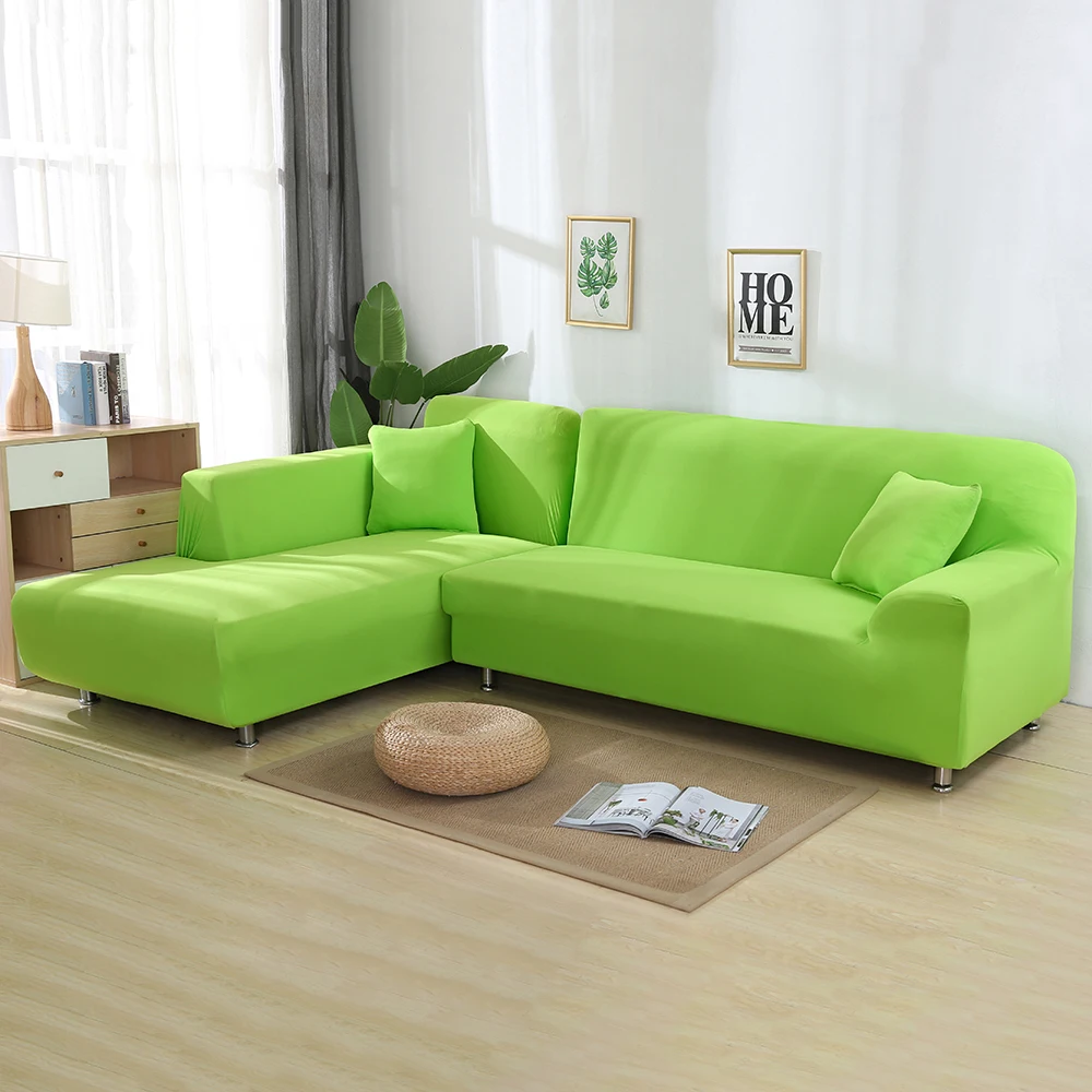 Urijk печатные клетчатые плотные Чехлы для дивана для гостиной эластичные 2 шт. Чехлы для дивана если L-style секционный угловой диван де диван - Цвет: green
