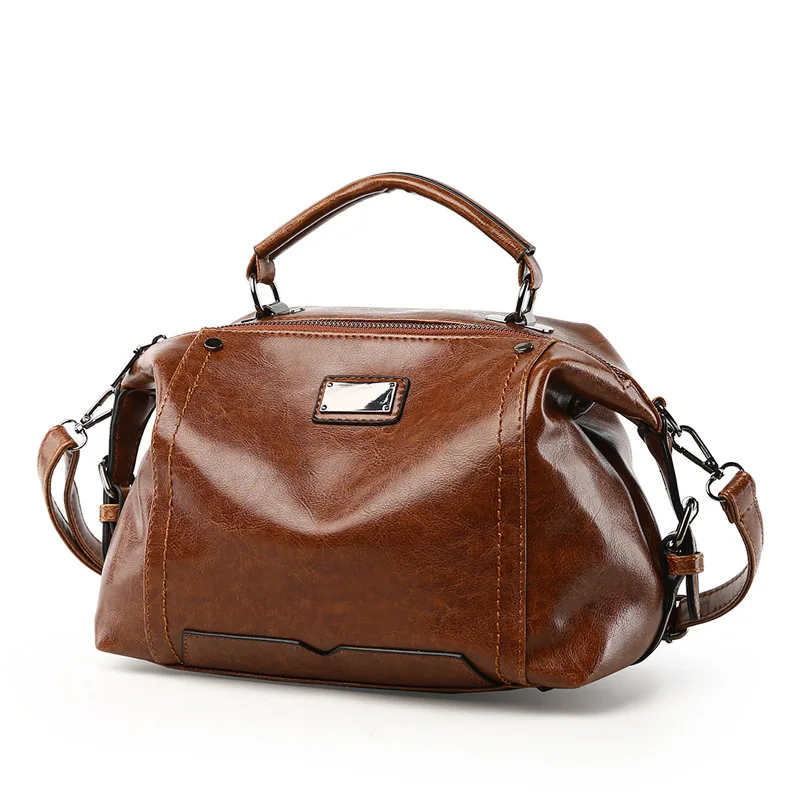 

2019 Spring And Summer New Style BOSTON WOMEN'S Bag Europe And America Trend of Fashion Hand Oil Wax Leather Shoulder Bag