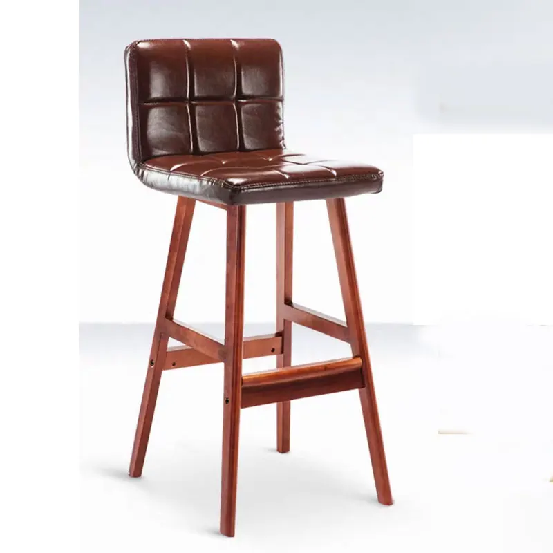 Brown frame Brown Ретро твердый деревянный барный стул простой креативный отдых, бар книжный магазин Кофейня стол домашний высокий стул - Цвет: Brown frame Brown