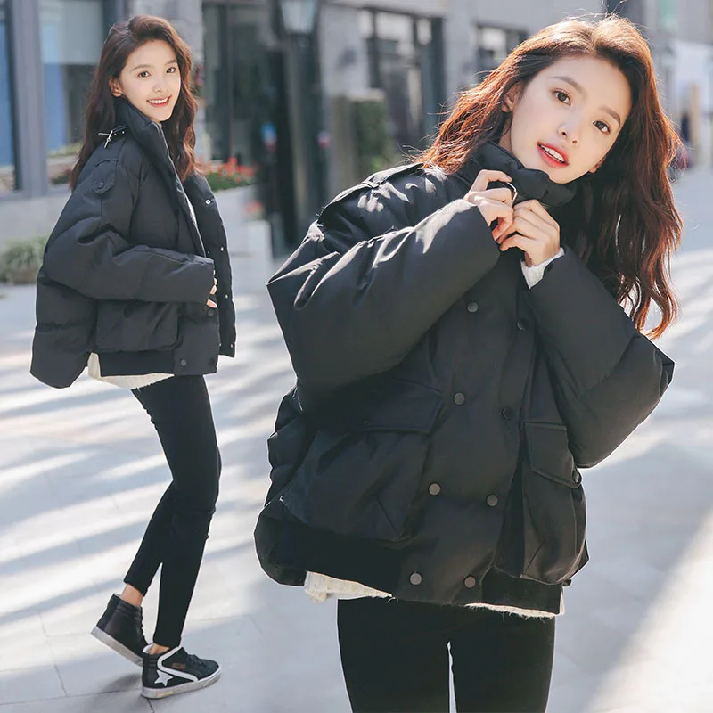 

Photo Shoot 2019 Winter Short Short-height CHIC Bread Cotton Coat Students Versatile Korean-style Loose Cotton Overcoat Women's