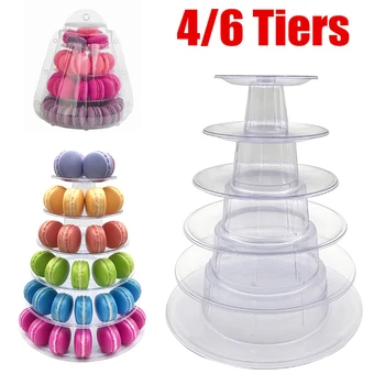 

4/6 Layer High Quality Macarons Display Tower PVC Macaron Tower Stand Fondant Cake Stand Wedding Cake Decorating Tool Plastic