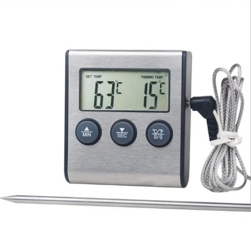 Кухонный Термометр из нержавеющей стали с таймером, Кухонный Термометр для приготовления пищи, мяса, барбекю