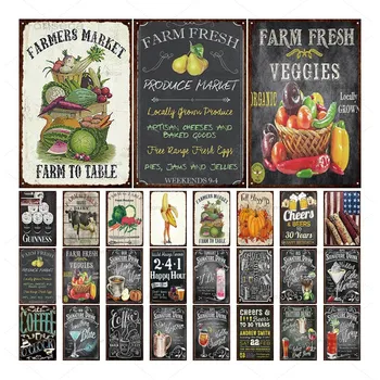 

Farm Fresh Veggies Classic Cocktail Recipes Metal Sign Bar Wall Decoration Club Shot Menu Metal Crafts Decor Painting Plaques
