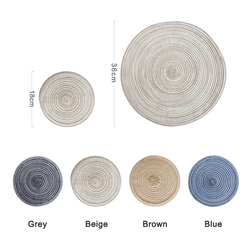 Round Placemat Dinner Table Mat Insulation Ramie Linen Cup Mat Bowl Pad Home Decoration Dining Table Mats Kitchen Accessories (10)