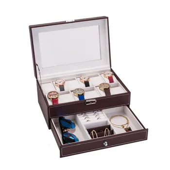 

12 Slots Women Watch Jewelry Storage Box mulitifuction Necklaces, Bracelets Earrings Jewelry Display Case with Soft Gray Velvet