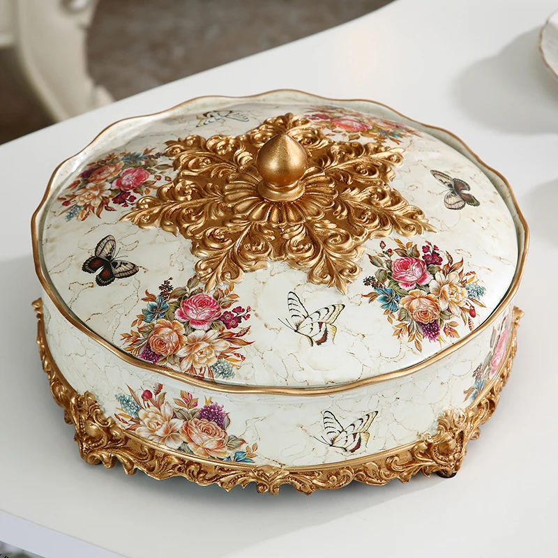 

European style dry fruit tray home creative simple melon seeds snack fruit tray home covered living room tea table nut candy box