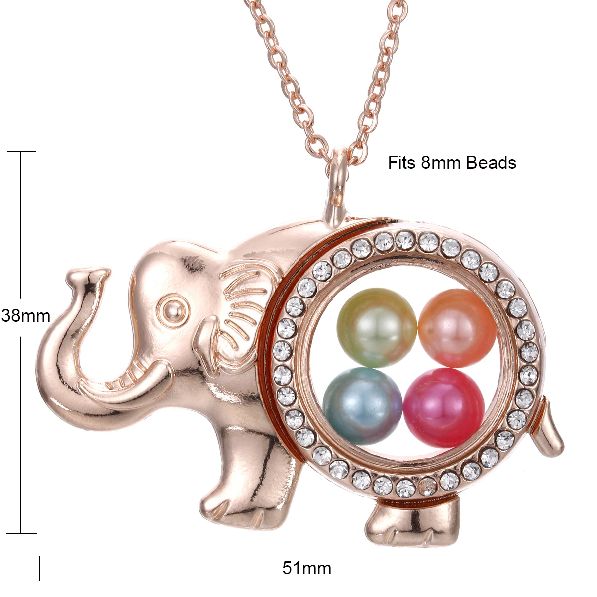 Розовое золото слон живой памяти диаметр 8 мм бусины жемчужная клетка магнитное