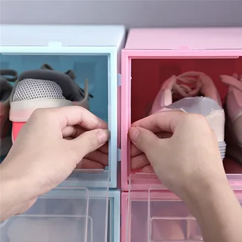 

Transparent Plastic Shoe Box Shoe Storage Box Shoe Box Shoe Box Flip Cover Drawer Shoe Storage Artifact Thickening Shoemaker