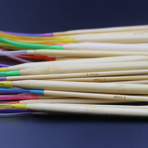 A Set of 18 Deputy 18 No. Color Tube Bleach Bamboo Circular Needle Knitting Needle 60 Cm 60 Centimeter