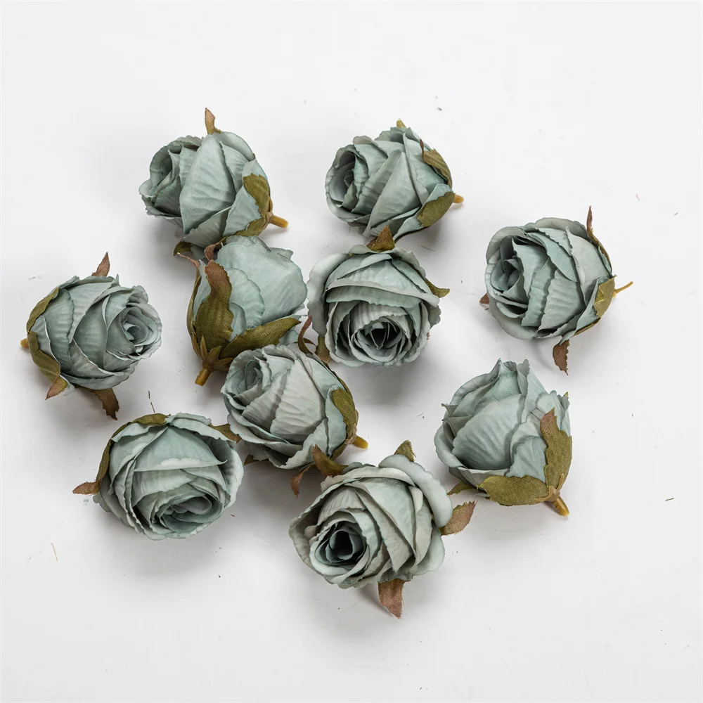 Nanairo 10pcs 3.5cm Retro Artificial Canvas Rose Flower Head Home Wedding Party Decora Christmas Craft Accessories Fake Flowers