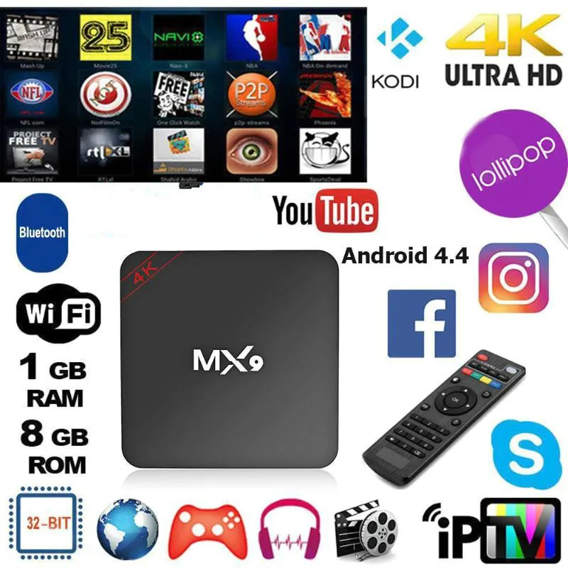 2020 Новый MX9 4K четырехъядерный 1 Гб RAM 8 ROM Android 4 TV BOX 2 0 HD HDMI SD слот ГГц WiFi