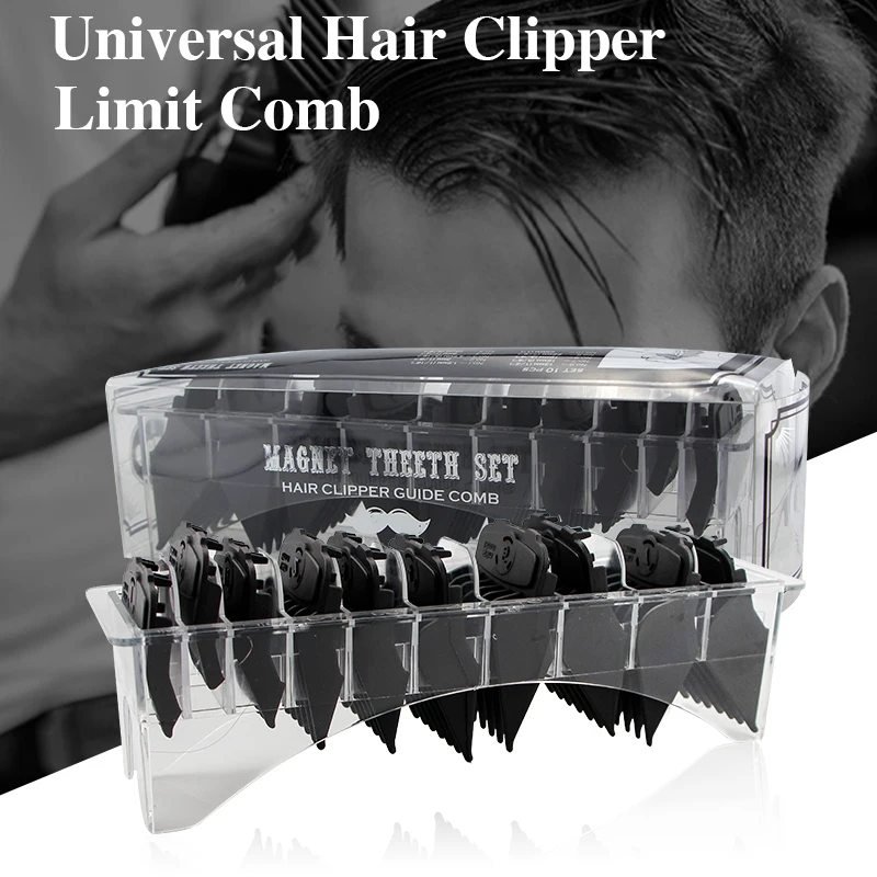 

10 Pcs Barber Guide Comb Set Hairdressing Styling Tools Kit Barber Cutting Hair Comb Trimmer Attachment Hair Clipper Limit Comb