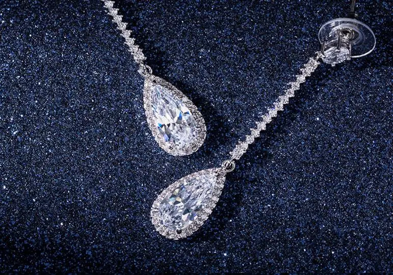 

YKD06 925 Silver Creative Pear-shaped Earrings with Zircon Insert for High-grade Women's Earrings