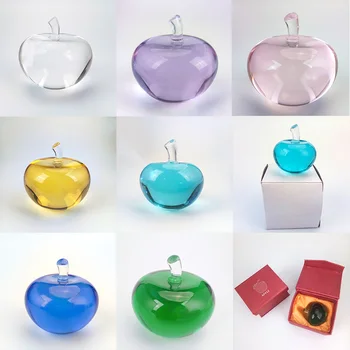 

56*57mm 1pc Mixed Colors Glossy Crystal Apple Glass Paperweight Fruit Craft Gift Souvenir Home Wedding Decoration Hot Sale