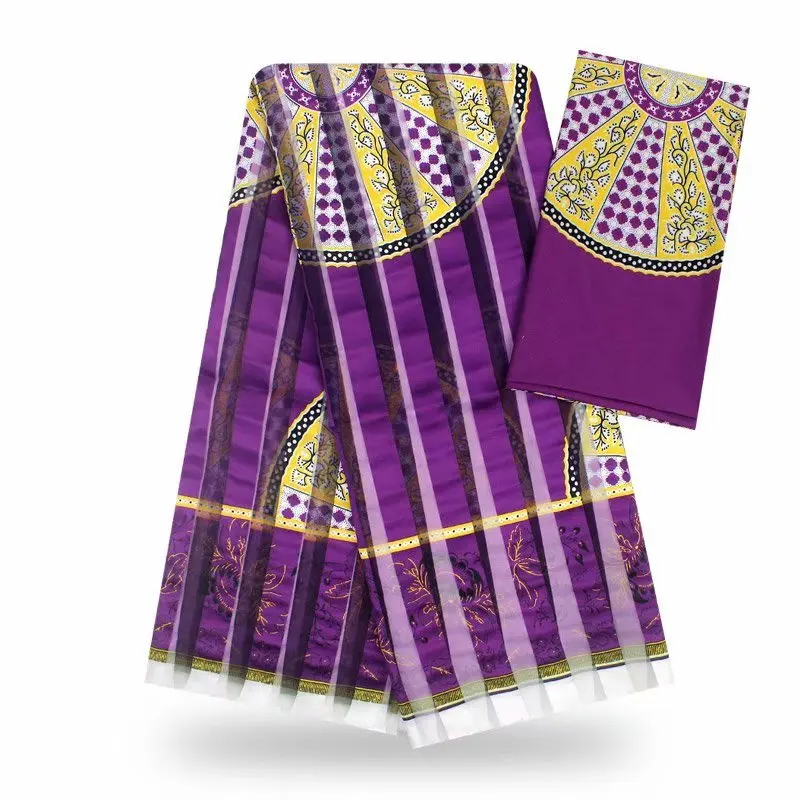 as picture New 2yards chiffon with 4yards silk soft material fabric lady african nigerian wedding dress garment ankara real silk printed - Цвет: as picture