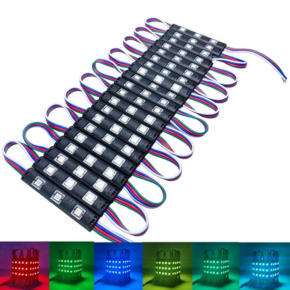 20 MODULI 3 LUCI LED 5050 5630 COLORI RGB PER INSEGNE LUMINOSE CASA ADESIVE  12V