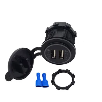 

12V 24V Car USB Charger for Motorcycle Auto Truck ATV Boat LED Light Dual USB Socket Car Charger Power Adapter