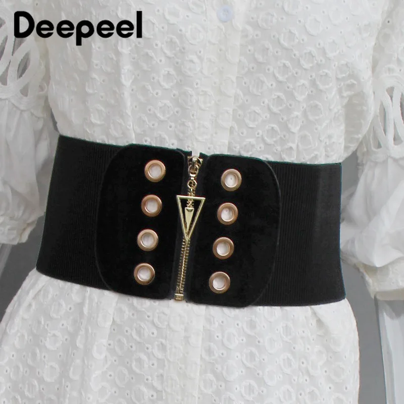 Deepeel 1 шт. 12*60-80 см женские эластичные пояса с высокой талией двухрядные металлические отверстия пояс женский s широкий корсет ремни CB609