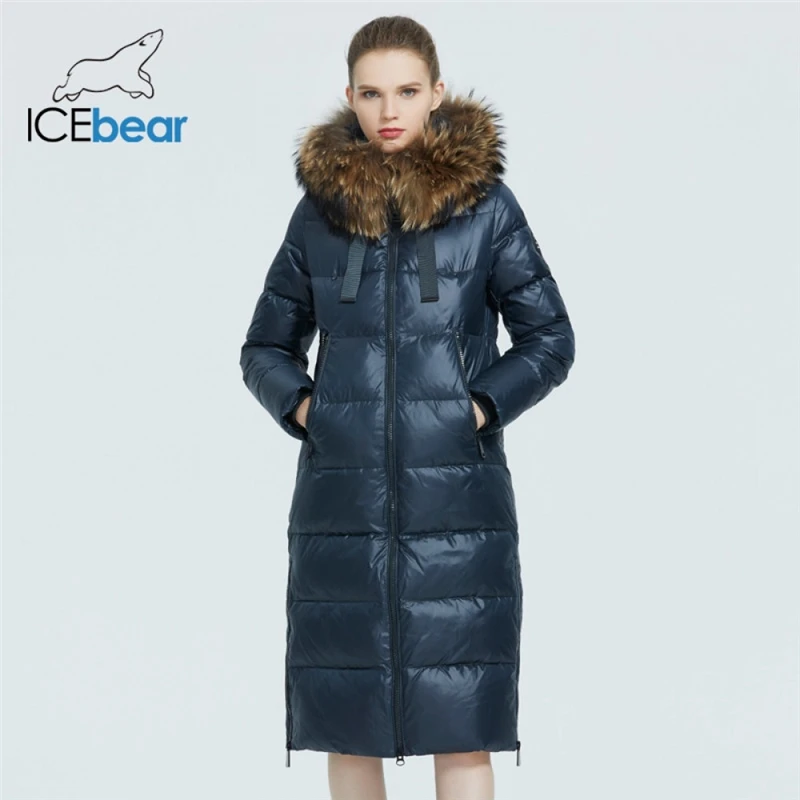 Icebear 2020 марка женская куртка мода женское пальто с меховым воротником енот