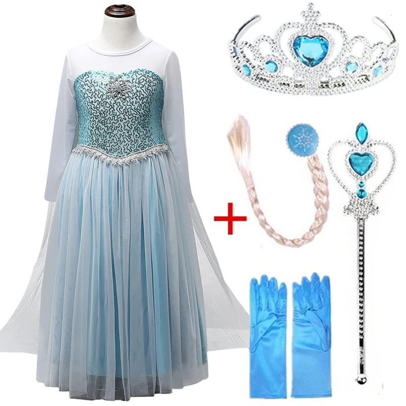 white set Детские платья Эльзы для девочек; маскарадные костюмы Анны и Эльзы; платье Снежной Королевы 2; платье принцессы на День рождения; Vestidos Fantasia - Цвет: white set