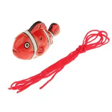 Переносной прибор форма рыбы 6 отверстий окарина керамический красный музыкальный ремешок