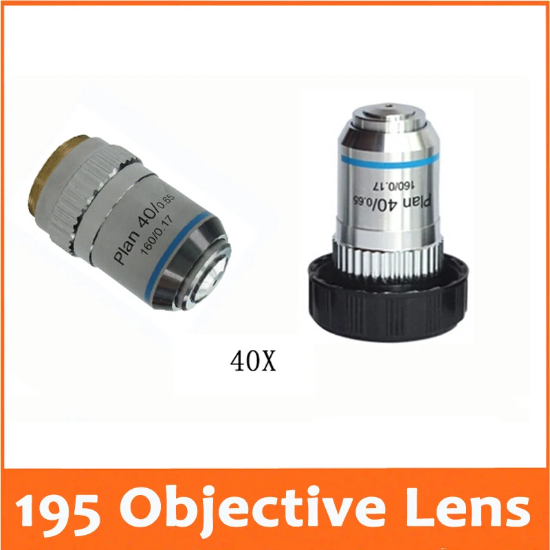 

40X 195 Professional Educational Plan Achromatic Bio-Microscope Objective Lens Thread Diameter 20.2MMx0.705 for Medical Science