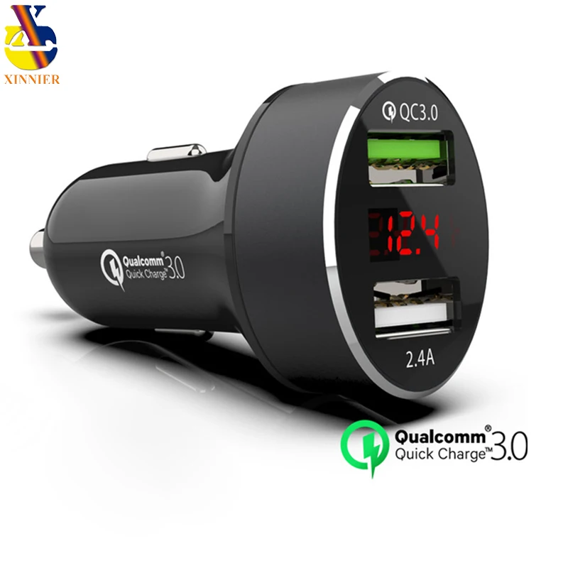 Светодиодный дисплей Quick Charge 3 0 автомобильное зарядное устройство для мобильного