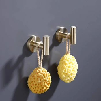 

Bathroom Towel Hook Bathroom Kitchen Hook Hook No Wall Mount 304 Stainless Steel Brushed Gold 2 Pack