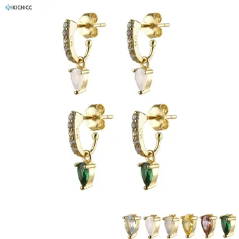 

Kikichicc 2020 925 Sterling Silver 9mm Pearl Drop Earring Milk Opal Green Circle CZ Zircon Light Rock DIY Circle Round Jewelry