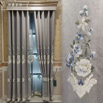

New Style Blackout Cashmere Velvet Embroidered Curtains for Living Room Bedroom Balcony European Style Curtain Tulle Custom