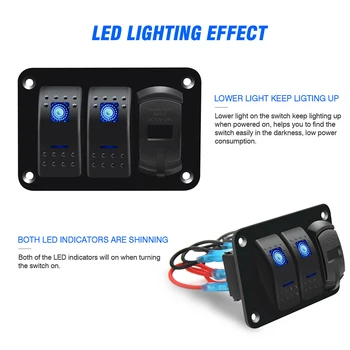 

Blue Toggle Rocker Switch Panel For Car Marine Truck Accessories Parts
