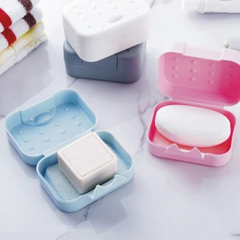 

Dual-use Soap Drain Dish Box Shower Soap Storage Travel Portable Plastic Sealed Simple Organizer Case for Bathroom Supplies