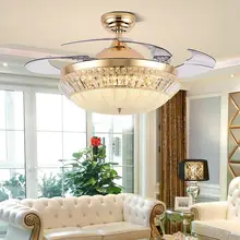 Роскошный Золотой 4" светодиодный подвесной светильник с дистанционным выдвижным потолочным вентилятором