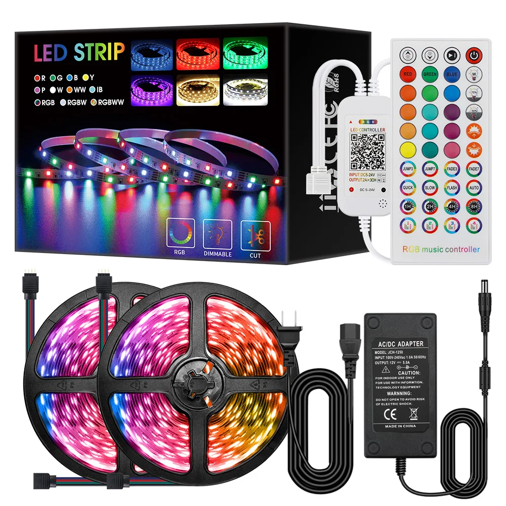 

led strip music10M 5050 RGB Lights Wifi Set Adapter for Music 40key Music Control with APP