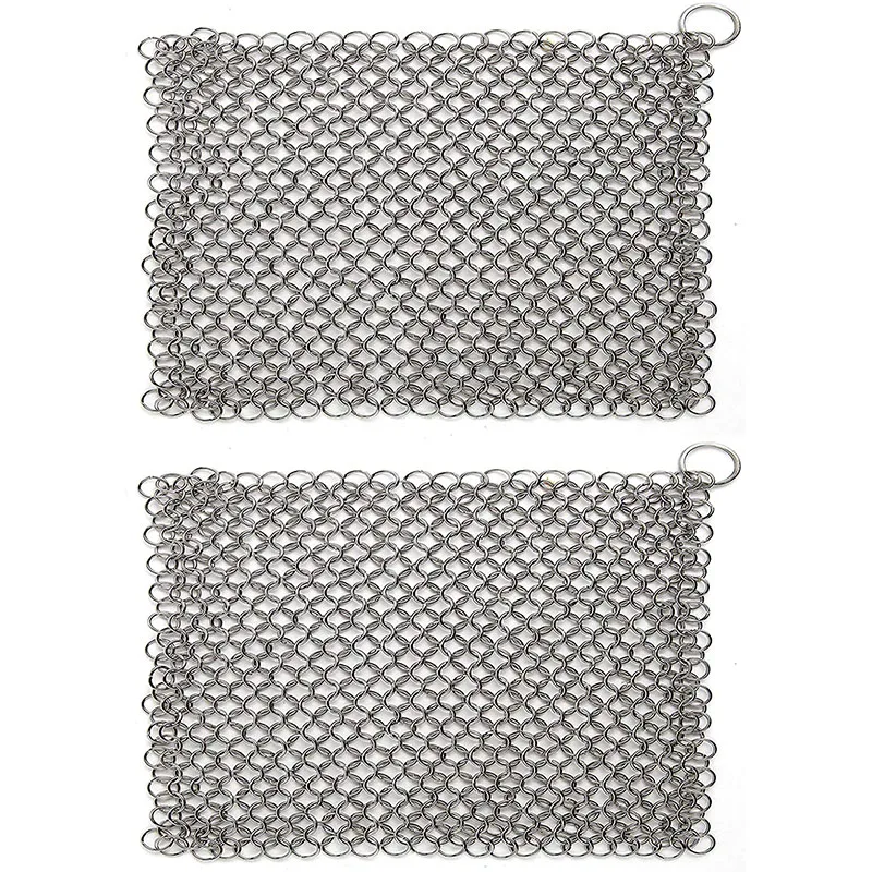2 Pcs Scrubber 8X6 Inch Stainless Steel Cast Iron Cleaner Durable Anti-Rust for Pots Skillets Griddle Pans | Дом и сад