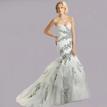 

2018 Sexy Sweetheart With Lace Appliques And Ruffles Zipper Mermaid Vestido De Noiva bridal gown mother of the bride dresses