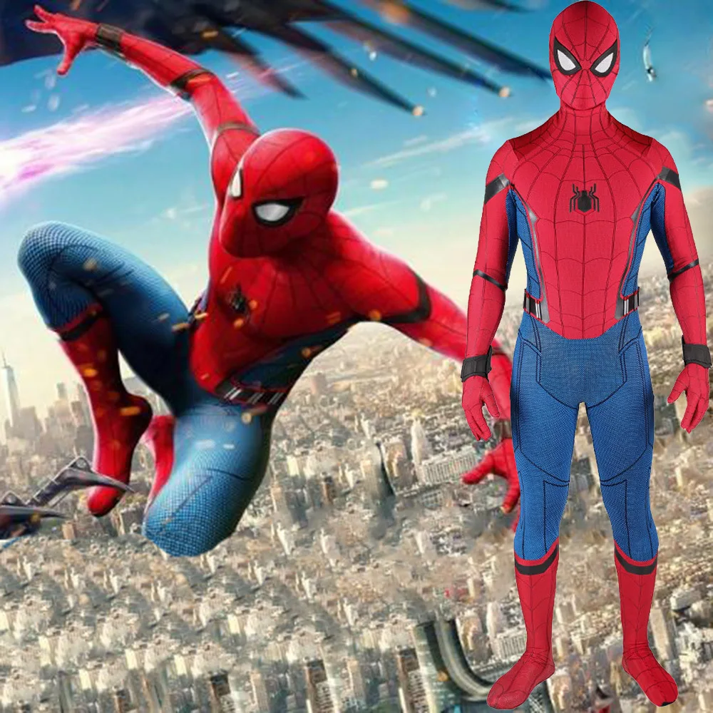 

Spiderman Home Coming Costume Cosplay 3D Printed Tom Holland Spidey Cosplay Spandex Zenzai Suit Halloween Costume Bodysuit Adult