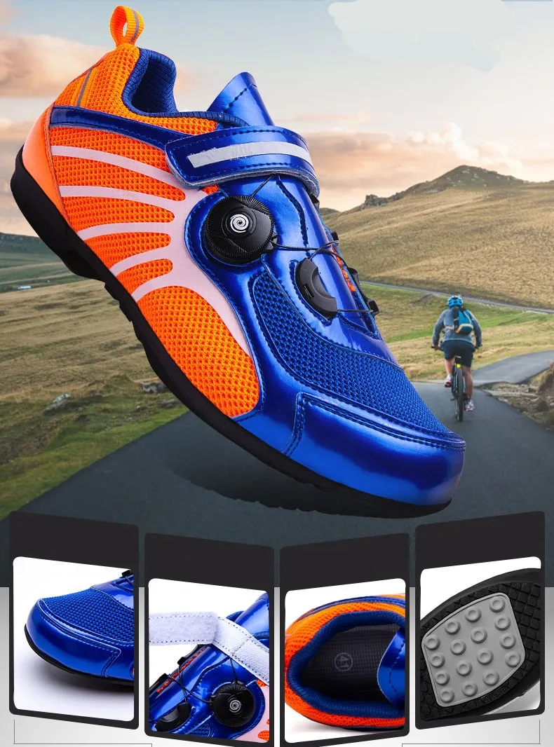 New Pro Summer Mesh Breathable Strainer Velcro Road Cycling Shoes Outdoor Ultrlight Bicycling Shoes Men Women Road Bike Sneakers