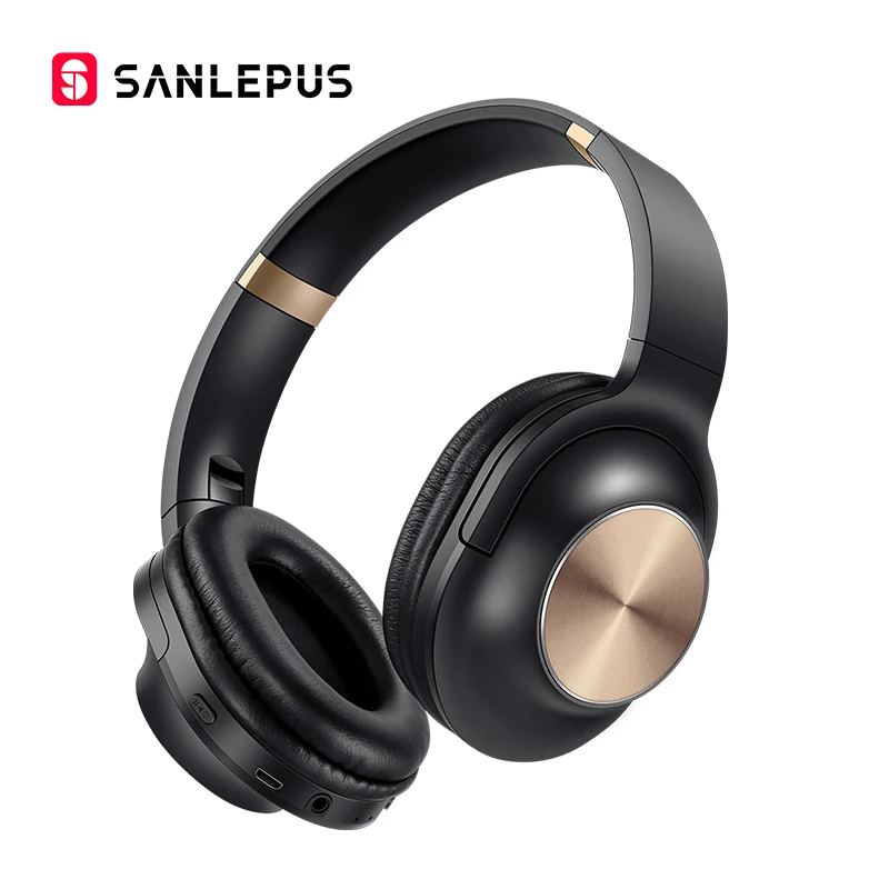 SANLEPUS Bluetooth беспроводные наушники портативная стереогарнитура с микрофоном для музыки наушники для iPhone samsung Xiaomi - Цвет: Black Gold