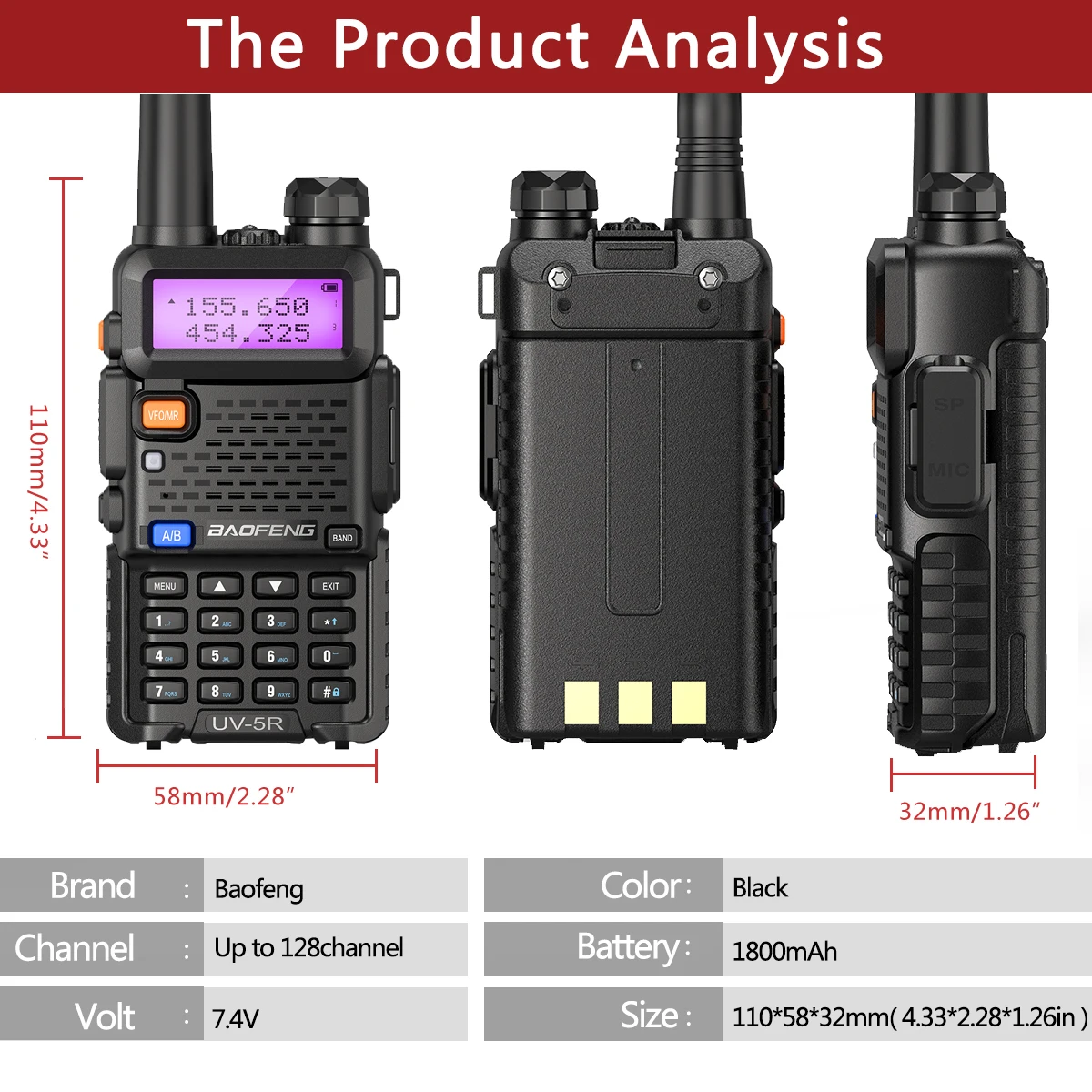 Baofeng BF-UV5R 5W/8WPortable Walkie Talkie FM Radio VHF/UHF Dual Band Two Way Radio Amateur for Hunting UV-82 UV-9R PLUS 6