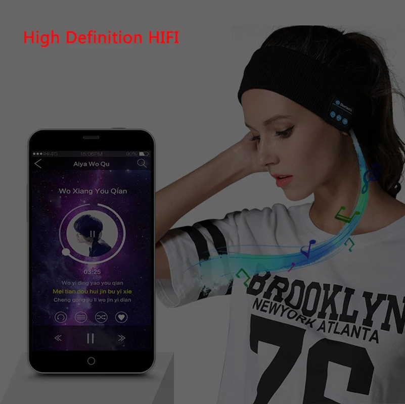 Wireless Bluetooth Music Headphones Headband Knits Sleeping Headwear Unisex Sports Speaker Headset for Workout Jogging Yoga