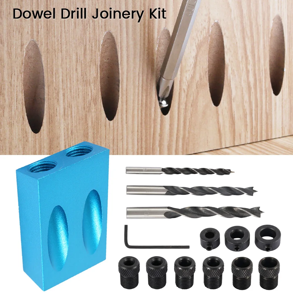 7/14pcs Pocket Hole Jig Kit 6/8/10mm Drill Sleeve DIY Woodworking punching Locator Angle Drilling Holes Guide Dowel Wood